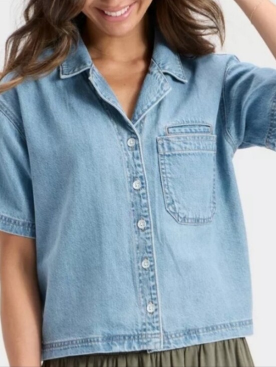 Universal Thread Tops - Universal Thread Light Blue Denim Shirt